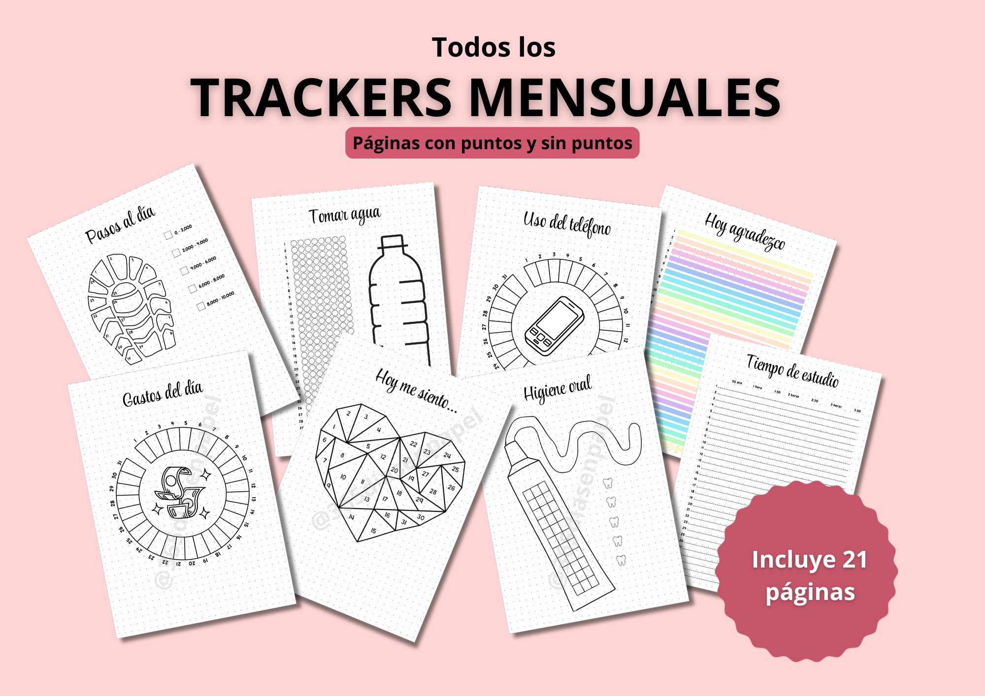 Trackers mensuales (21 diseños)