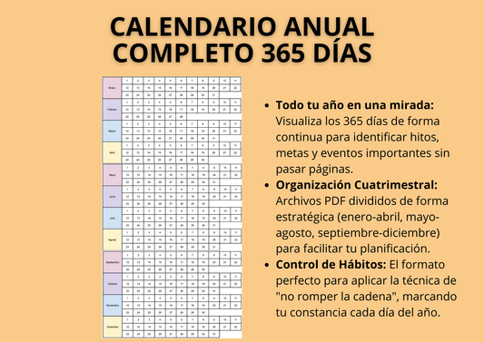 Calendario Anual 365 Días: Tu Año de un Vistazo